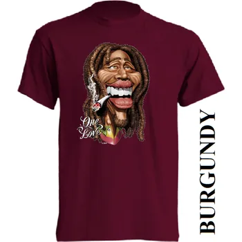 levne-bavlnene-tricko-potisk-bob-marley Barva: Burgundy - vínová, velikost: 4XL