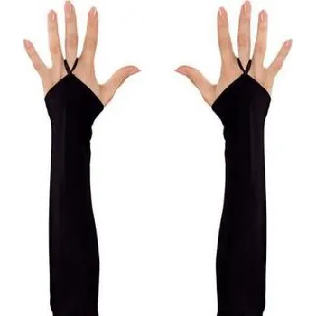 Karnevalový doplněk Rukavičky černé s potkem na prst saténové