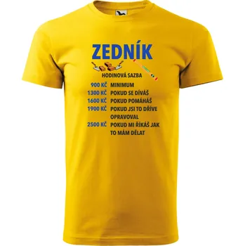 Pánské tričko pro zedníka - Hodinová sazba Barva: ŽLUTÁ, Velikost: M
