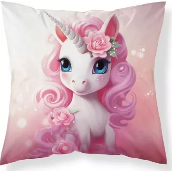 Povlak na dekorativní polštářek DETEXPOL Povlak na polštářek Jednorožec růže micro Polyester, 40/40 cm