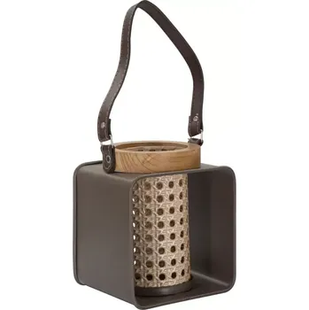Svícen Lucerna Rattan 20 cm hnědá