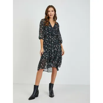 Dámské šaty Orsay Dámské Černé dámské květované šaty se zavazováním ORSAY Černá S (1774865)