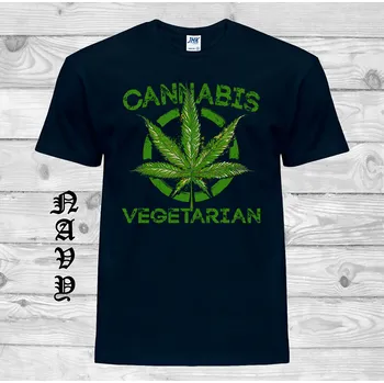 Pánské tričko panske-levne-bavlnene-tricko-potisk-konopi-cannabis Barva: Navy - tmavě modrá, velikost: XL