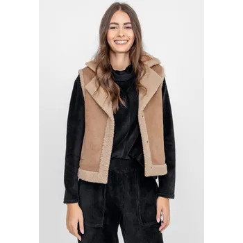 Red Button semišová vesta s beránkem Teddy hnědá Velikost: L