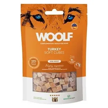 Pamlsek pro psa WOOLF Snack WOOLF pochoutka Soft Cubes Turkey 100g