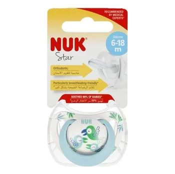 Dětské zboží NUK Smoczek uspokajający silikonowy 6-18m Star biało-niebieski 10736751