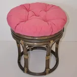 Ratanová taburetka velká hnědá polstr malinový melír - SLEVA 3% s kodem radost25