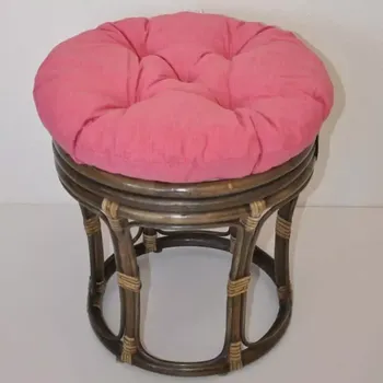 Taburet Ratanová taburetka velká hnědá polstr malinový melír - SLEVA 3% s kodem radost25