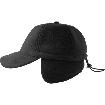 Pokrývka hlavy Fleecová 6 panelová baseballová kšiltovka, čepice s ochranou uší, černá