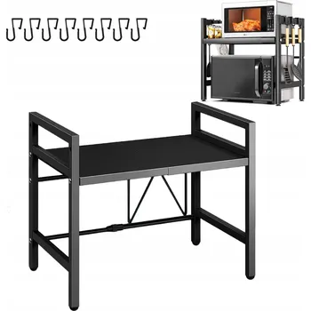 Obývací pokoj Police Stojan na mikrovlnku Kuchyňský regál nastavitelný na koření Černá