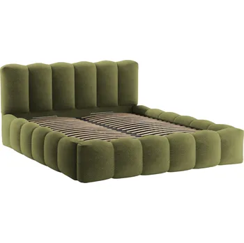 Postel Micadoni Zelená bouclé dvoulůžková postel Lupine 180 x 200 cm s úložným prostorem