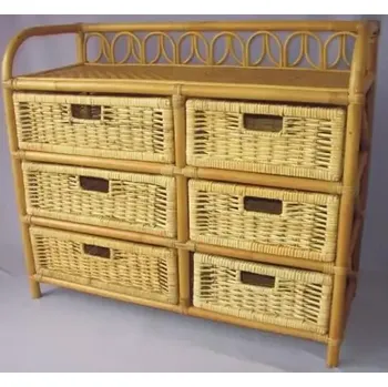 Ratanová komoda 6 zásuvek - medová - SLEVA 3% s kodem radost25