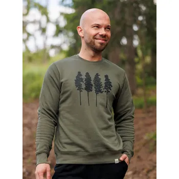 Pánská mikina Pánská mikina bez kapuce Borovice - zelená Khaki zelená M