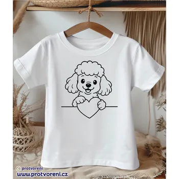 Tričko k vybarvení, dětské, PES PUDL se srdíčkem, 1 ks zvolte VELIKOST trička ZDE:: 3/4 let Beagle
