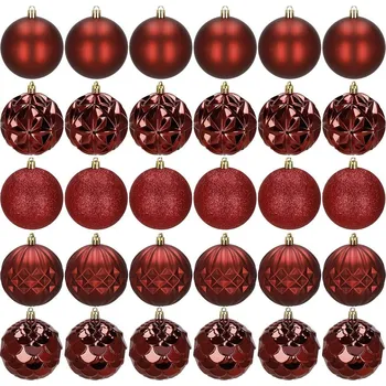 Vánoční dekorace Springos Vánoční baňky červené - mix 8 cm, sada 30ks CA1412