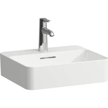 LAUFEN VAL - umyvadlová mísa, s armaturní deskou (H812280) Barva: Černá mat, Provedení: 1 otvor pro baterii, středový