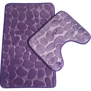 Koupelnová předložka Měkká koupelnová předložka | rohožka - 2 ks - fialová , 80x50cm