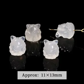 Přívěsek Přívěsek ve tvaru lišky | korálek 1 ks - Bílý achát