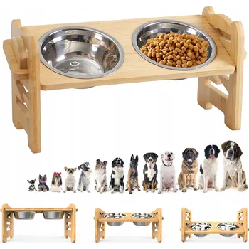 Miska pro psa NEREZOVÉ MISKA DLA KOTÓW 2 SZT NA NASTAVITELNÉM STOJANU NA KRMIVO A VODU