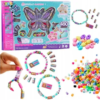 kreativní sada KREATIVNÍ SADA NA VÝROBU BIŽUTERIE KORÁLKY 480 NÁLEPEK