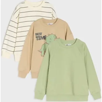 Oblečení a móda Sinsay - Mikina typu crewneck 3 pack - zelená - 445GV-70X - 445GV-70X-140