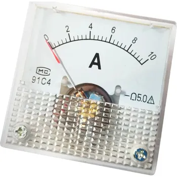 Měřidlo analogové panelové 10A DC 45 x 45mm, s bočníkem