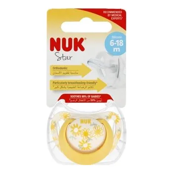 NUK Smoczek uspokajający silikonowy 6-18m Star żółty 10736751