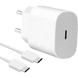 EP-TA800EWE + EP-DG980BWE Samsung 25W Cestovní nabíječka + USB-C/USB-C Datový Kabel White (OOB Bulk)