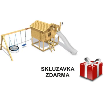 Dětský domeček Dětský domeček Monkey´s Home Chatrč pirát Storm s houpačkami - modré