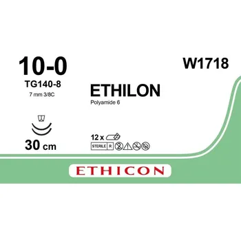 Chirurgická jehla Ethilon černý 10/0 30 cm, 2 x TG140-8, 12 ks