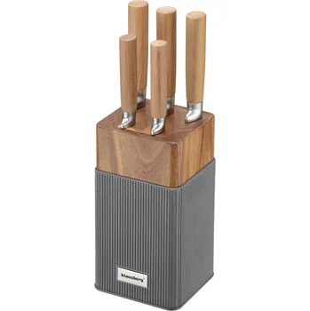 Kuchyňský nůž Klausberg Sada nerezových nožů 6 ks KB-7983, stojan, dřevěná rukojeť