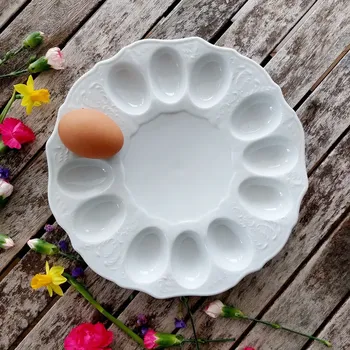 BERNADOTTE podnos na vejce 12 ks, bílý, Thun 1794 (Porcelánový podnos 2. jakost)