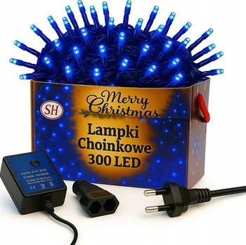 Vánoce VÁNOČNÍ OSVĚTLENÍ NA STROMEČEK 300 LED světýlek 230V 18m MODRÁ 8 režimů svícení vánoční