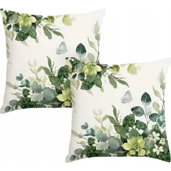 Povlak na polštářek Povlak na polštář 45x45 cm sada 2 kusů vzor listy eukalyptu