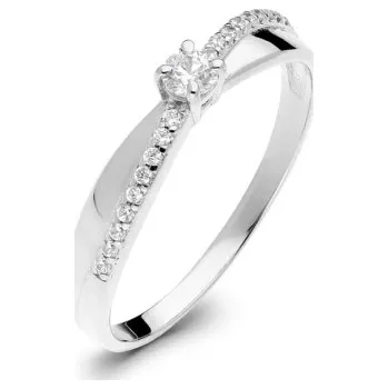 Prsten Couple, Decentní prsten Xila, bílé zlato se zirkony, vel. 53, prům. 16.9 mm, 585-35-1-0227.1B00.0.53.001