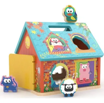 Dřevěná hračka DŘEVO JADORE Vkládačka dřevěný farmářský domeček