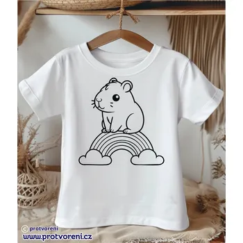Tričko jako omalovánka Tričko k vybarvení, dětské, KAPYBARA s duhou, 1 ks zvolte VELIKOST trička ZDE:: 11/12 let Beagle