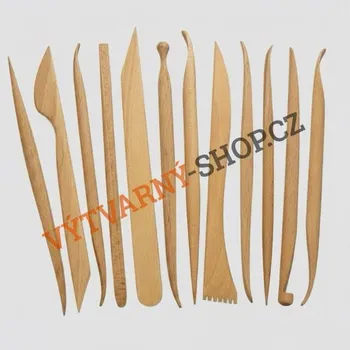 Modelovací hmota No name Sada 12 ks modelovacích špachtlí 20 cm pro keramiky – bukové dřevo, česká výroba
