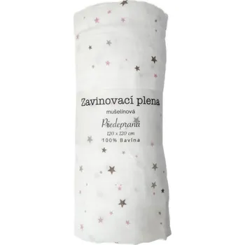 látková plena Zavinovací plena 120x120 cm Fialové hvězdičky 1ks