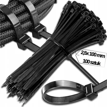 Stahovací páska 100x stahovací pásky kabelové, zdrhovací stahovací pásky odolné pevné 2,5x100 černé