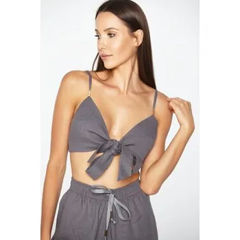 MANDRAGORA Top Lniany Capri Šedá Regular Fit M