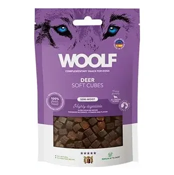 Pamlsek pro psa WOOLF Snack WOOLF pochoutka Soft Cubes Deer 100g