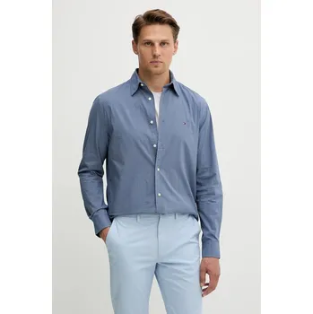Bavlněná košile Tommy Hilfiger pánská, tmavomodrá barva, regular, s klasickým límcem, MW0MW39438 95X, vel. S