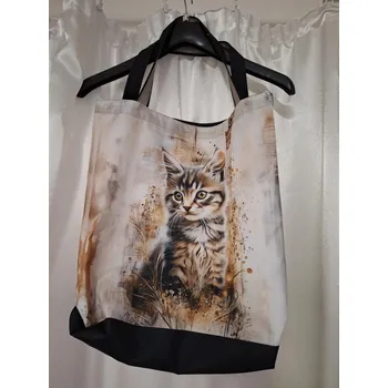 Taška vzor č.57 - kočka na béžové