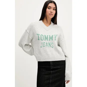 Dámský svetr Svetr z vlněné směsi Tommy Jeans dámský, šedá barva, DW0DW21711 09X, vel. XL