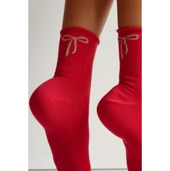 Dámské ponožky Dámské ponožky Milena 0200-193 - mašlička Červená 37-41