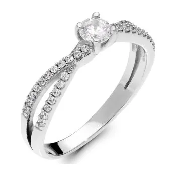 Prsten Couple, Zásnubní prsten Xela v bílém zlatě se zirkony, vel. 51, prům. 16.2 mm, 585-35-1-0248.1B00.0.51.001