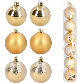 Vánoční dekorace VÁNOČNÍ BAŇKY zlaté 7 cm mix 3 matné lesklé, zamrzlé 6 kusů