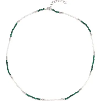 Řetízek Stříbrný perlový náhrdelník malachit