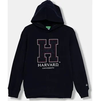 Chlapecká mikina Dětská mikina United Colors of Benetton tmavomodrá barva, s kapucí, s potiskem, 32N4C204U 32N4C204U.G.seasonal 59X, vel. 150